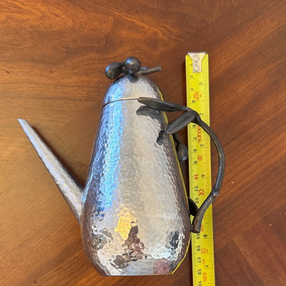 Michael Aram Silver Hammered Teapot with Black Handle - Picture 2 of 6